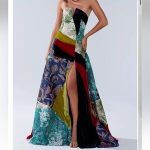 AKIRA Mushu Mixed Media Maxi Dress